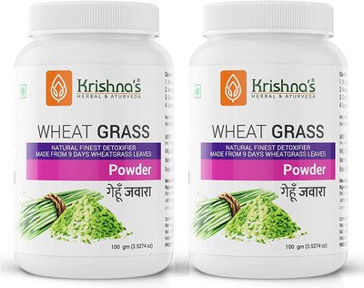Krishna's Herbal & Ayurveda WheatGrass Powder | Rich Source of Chlorophyll | Helps Control Cholesterol | Enhances Hemoglobin | High in Nutrients and Antioxidants | Pack of 2 | 100g Each(Pack of 2, 200 g)