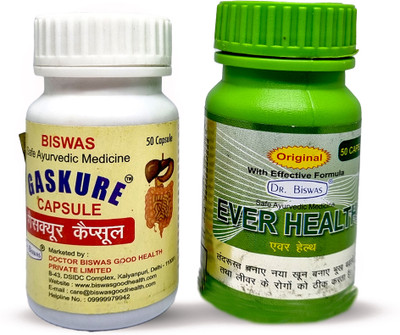 Dr. Biswas EVER HEALTH & GASKURE CAPSULE FOR WELLNESS(Pack of 2, 50 Capsules, 50 Capsules)