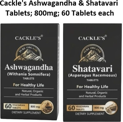 Cackle's Shatavari Tablet 800mg & Ashwagandha 800mg; 60 Tablets each(Pack of 2, 60 Tablets)