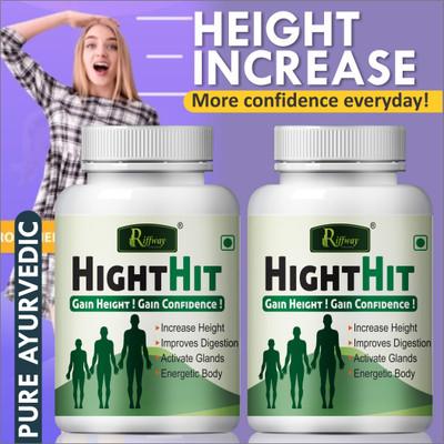 Riffway Height Hit Organic To Speed Up Grow Taller In All Ages(Pack of 2, 120 Capsules)