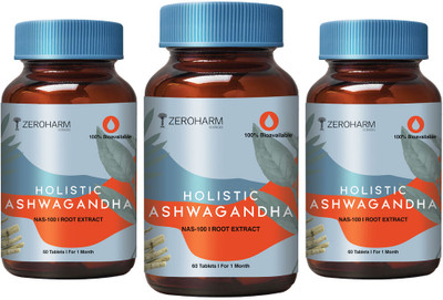 ZEROHARM Holistic Ashwagandha(Pack of 3, 180 Tablets)