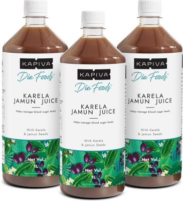 Kapiva Karela Jamun Juice 1L | Natural Juice made from Fresh Karela & Jamun Seeds(Pack of 3)