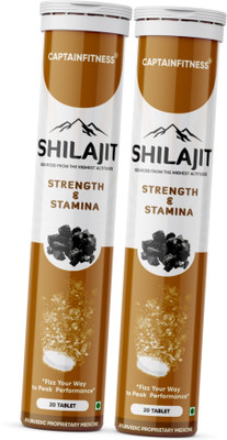 CaptainFitness Shilajit Effervescent Tablets | Boost Performance - Stamina |(Pack of 2, 40 Tablets)
