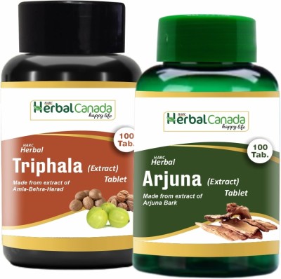 Herbal Canada Triphala (100 Tablets) + Arjuna (100 Tablets) | Healthy Combo Pack(Pack of 2)