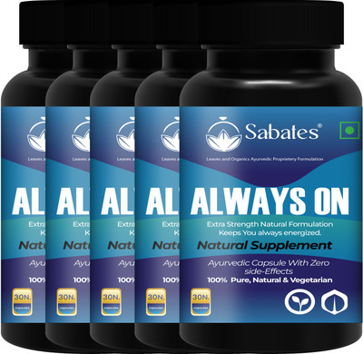 Sabates Always On Health Power Medicine For Men ! Stay Active All Day Ensuring Powerful(Pack of 5, 150 Capsules)