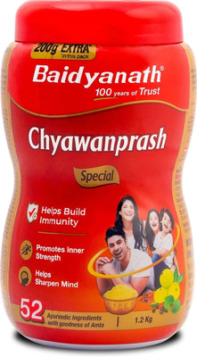 Baidyanath Chyawanprash Special | Ayurvedic Immunity Booster | for Adults and Elders, Builds Energy, Strength and Stamina | 200 Gram Extra with(1 kg)