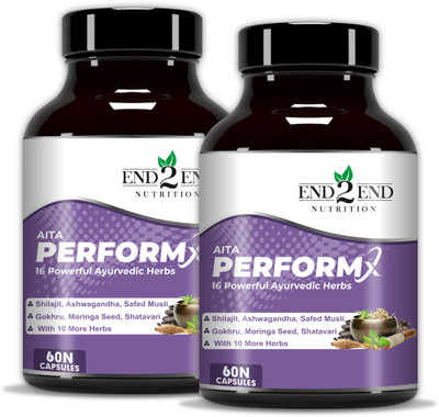 End2End Nutrition PerformX with Pure Shilajit for Strength, Stamina & Vitality - 120 Cap(Pack of 2, 120 Capsules)