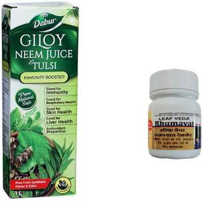 Dabur Giloy Neem Juice With Tulsi For Immunity Booster With Leaf Rhumawat 30 Tab(Pack of 2, 1000 ml)