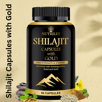 NUTRILEY 24k Gold Shilajit Capsules for Men(60 Capsules)