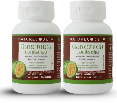 Nature Code Garcinia Cambogia Extract Capsules Ayurvedic Fat Burner & Weight Loss(Pack of 2, 120 Capsules)