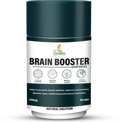 grinbizz Brain Booster Capsule Enhance Memory Power/Brain Wellness/Memory Booster(30 Capsules)