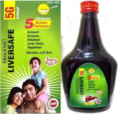 Progenix LIVERSAFE 5G SUGAR FREE LIVER TONIC WITH ANTACID,ENZYMES,ALKALISER,APPETISER(450 ml)