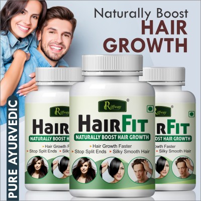 Riffway Hair Fit Herbal Pill | Hair Capsule For Black Silky-Shiny Hair(Pack of 3)