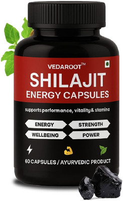 VEDAROOT Shilajit Energy Capsules | Premium Vitality | Ayurvedic Supplement for Men(60 Capsules)
