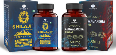 Tanyatrapt Ashwagandha KSM66 and Shilajit Original Capsule Combo(Pack of 2, 60 Capsules, 60 Capsules)