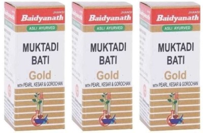 Baidnath Muktadi Bati Gold with Pearl, Kesar & Gorochan (3 Packs, Each Pack 10 Tablets)(Pack of 3)