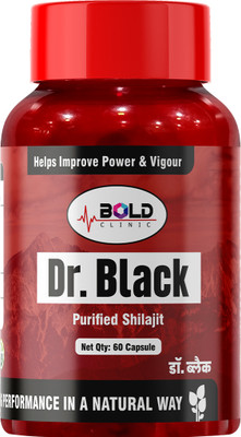 BOLD CLINIC Dr. Black Purified Shilajit – 60 Capsules | Himalayan Source | Boosts Power(60 Capsules)
