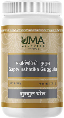 Uma Ayurveda Saptvinshtiko Guggulu Tablets Useful in Respiratory Care and Cough Piles(1000 Tablets)