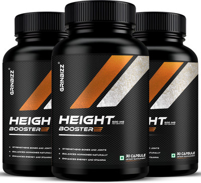 grinbizz Grow Height Capsule For Increase Body Height/Support Height Growth/Body Growth(Pack of 3, 90 Capsules)