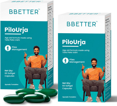 BBETTER PiloUrja - Lab Tested Ayurvedic Medicine for Piles Cure(Pack of 2, 120 Capsules)