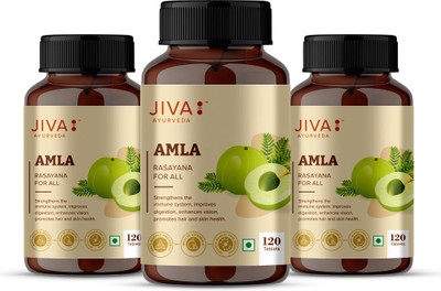 JIVA Amla Tablets - Natural & Rich Source of Vitamin C - 120 Tablets Each - Pack of 3(Pack of 3, 120 Tablets)