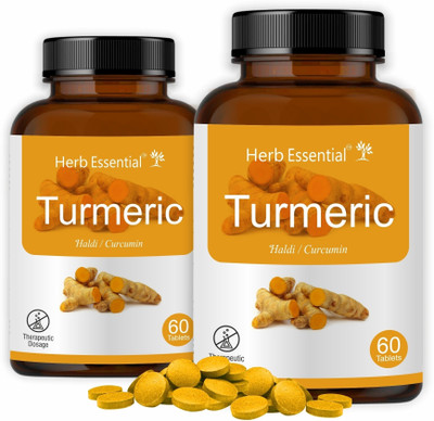 Herb Essential Turmeric (Haridra/Curcuma longa) 500mg - 60 (Pack of 2)(Pack of 2, 120 Tablets)