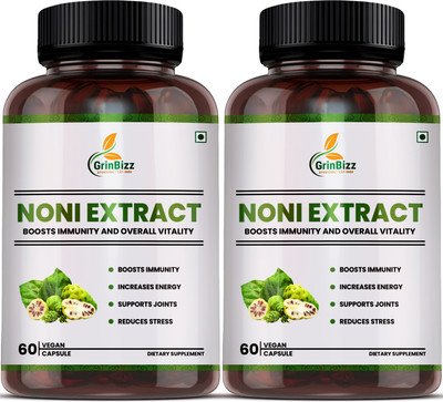 grinbizz Noni Extract Capsules | Pure Morinda Citrifolia | Immunity & Energy Booster(Pack of 2, 120 Capsules)