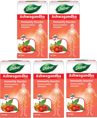 Dabur Ashwagandha Tablets Immunity Booster(Pack of 5, 300 Tablets)