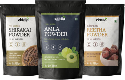 Zidella Shikakai,Amla ,Reetha Powder Face Hair Pack (100 gram each)(Pack of 3, 100 g, 100 g, 100 g)