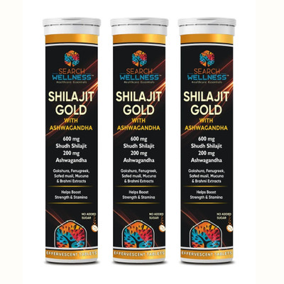 SEARCH WELLNESS Shilajit Effervescent 45 Tablets Helps in boosting Strength, Stamina For Gym(Pack of 3, 45 Tablets)