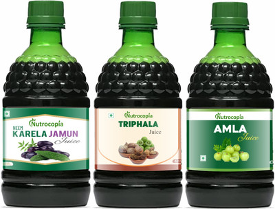 NUTROCOPIA Neem Karela Jamun, Triphala & Amla Juices Pack of 3(Pack of 3, 1200 ml)