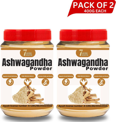 7Herbmaya Natural Ashwagandha Powder- Withania Somnifera Each 400g(Pack of 2, 400 g)