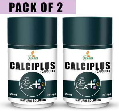grinbizz Calciplus Capsule Maintain Healthy Muscle/Strong Healthy Bones/Glowing Face(Pack of 2, 60 Capsules)