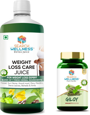 SEARCH WELLNESS Sliming Juice & 500 ml Juice & Giloy 60 Capsules(Pack of 2, 500 ml, 60 ml)