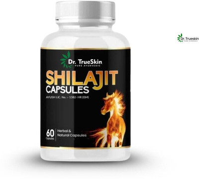 Dr.TrueSkin Shilajit Gold Daily Stamina Boost 60 Veg Capsules SLT01 A01(60 Capsules)