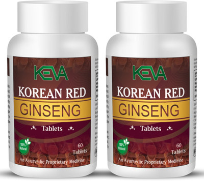 KEVA Korean Red Ginseng Tablets for Support Strength & Energy | Stress Relief(Pack of 2, 120 Tablets)