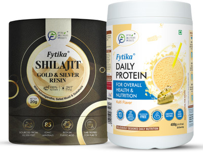 FYTIKA Shuddh Shilajit - 20G + Daily Protein Powder Kulfi Flavor - 400G (PACK of 2)(Pack of 2, 400 g)