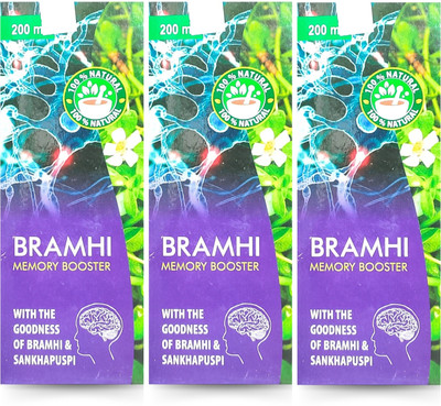 HERBSHD Brahmi Memory Booster Syrup 200ml(Pack of 3, 600 ml)