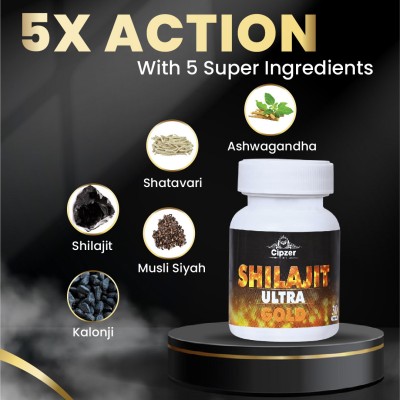 CIPZER Shilajit Ultra Gold Capsule Helps improving stamina, vitality & vigour (30 caps)