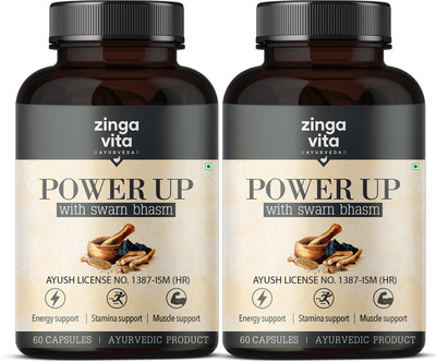 Zingavita Power Up Testo Supplement for Men, Shilajit Gold Capsules for Peak Performance(120 Capsules)