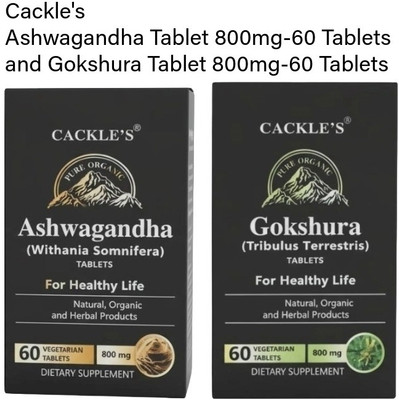 Cackle's Ashwagandha & Gokshura Tablets 800mg; 60 Tablets each(Pack of 2, 60 Tablets)