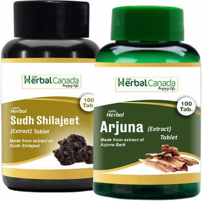 Herbal Canada Sudh Shilajit (100 Tablets) + Arjuna (100 Tablets) | Healthy Combo Pack(Pack of 2, 200 Tablets)