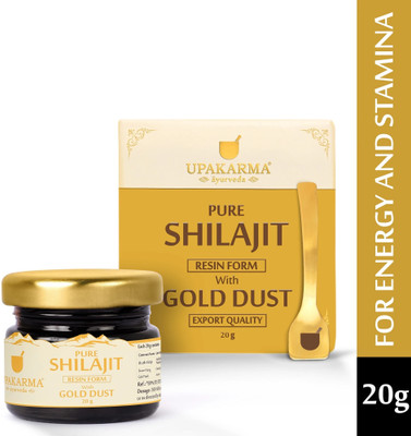 UPAKARMA Premium Ayurvedic Pure and Natural Shilajit Gold Resin with Pure Gold Dust Helps Boost Immunity, Energy, Strength, Stamina, and Overall Health - 20 Grams Shilajeet - Pack of 1(20 g) UPAKARMA Premium Ayurvedic Pure and Natural Shilajit Gold Resin with Pure Gold Dust Helps Boost Immunity, Energy, Strength, Stamina, and Overall Health - 20 Grams Shilajeet - Pack of 1(20 g)