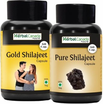 HARC Herbal Canada Gold Shilajit (60 Capsules) +Pure Shilajit (60 Capsules) | Healthy Combo Pack(Pack of 2)