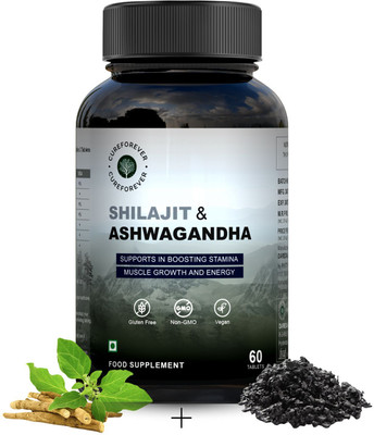 CureForever Pure Himalayan Shilajit Capsules Ashwagandha (60 Tablets)(60 Tablets)