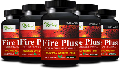 Riffway Fire Plus | Natural Capsule Stamina Capsule For Better Strength(Pack of 5, 150 Capsules)