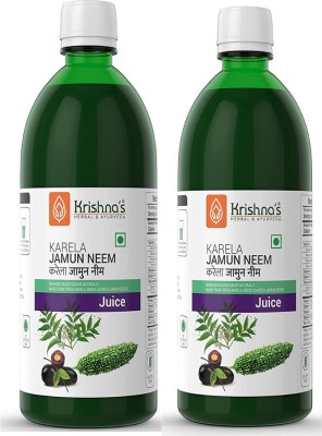 Krishna's Herbal & Ayurveda Karela, Jamun and Neem Mix Juice | Pure Ayurvedic and Natural | Improves Digestion | Helps Control Blood Sugar | Natural Blood Purifier | Pack of 2 | 500 ml each(Pack of 2)