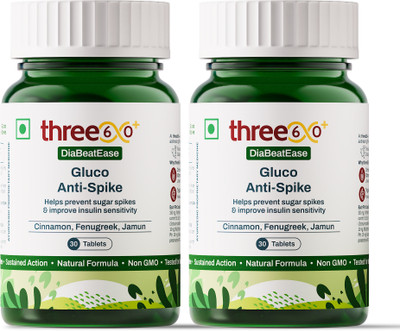 three60+ DIABEATEASE GLUCO ANTI-SPIKE TABLETS Pack of 2(Pack of 2, 200 g)