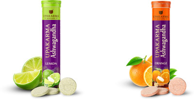 UPAKARMA Combo Ashwagandha Effervescent Tablets - Lemon & Orange Flavour (20 Tabs Each)(Pack of 2, 40 Tablets)