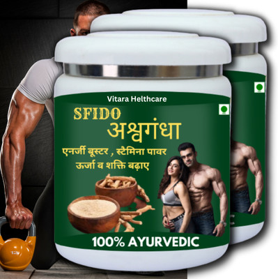 Vitara Healthcare Sfido Ashwagandha, Boost Endurance, Stamina & Energy, Powder(Pack of 2, 200 g)